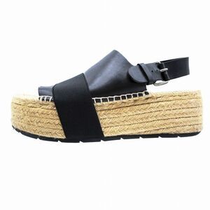 Balenciaga Thick Soled Espadrille Sandals Leather Strap Belt Size 37 23.5cm